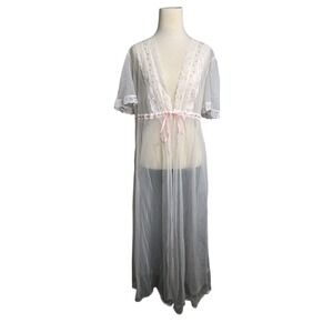 Vintage Gilead NWT White Lace Sheer Nightgown Robe Lingerie Nightie Size Large